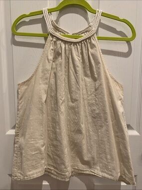 J. Crew Cream Halter Top with Anchor Pattern and Braided Neckline 10